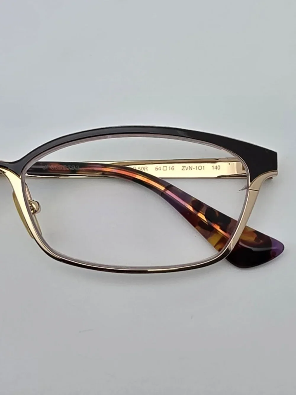 Prada VPR 50R ZVN-1O1 Brown Pale Gold Titanium Cat Eye Eyeglasses Frame Japan
